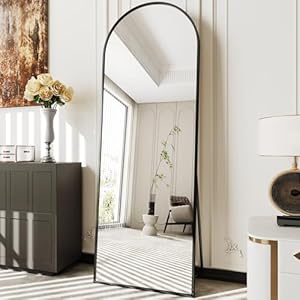 Arched Mirror Full Length,Nanoglass Standing Mirror Full Length,71″x26″espejos para dormitorio,Large Full Body Mirrors,Floor Length Mirrors(Black)