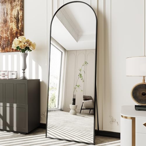 Arched Mirror Full Length,Nanoglass Standing Mirror Full Length,71″x26″espejos para dormitorio,Large Full Body Mirrors,Floor Length Mirrors(Black)