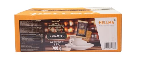 HELLMA Edles Gebäck Karamell - 200 Stk. Kekse, einzeln verpackt - Vorrats-Box - für Hotel, Café und Gastronomie