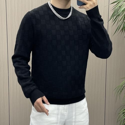 Men's Plaid Sweater Long Sleeve Sweater Sweater Sweater Contrast Color Design Autumn and Winter Thick Sweater3