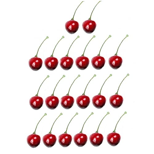 人工チェリー 桜坊 果物模型 食品サンプル フルーツモデル リアル 撮影・写真小道具 展示用 部屋装飾 置き物 インテリア (20個)