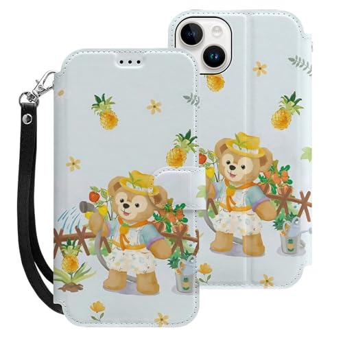 ダッフィーフレンズ iPhone15 Plus用ケース 手帳型 財布型 スマホケース カード収納 PUレザー おしゃれ アイフォン15 Plus用ケース 全面保護 マグネット式 耐衝撃 脱着簡単