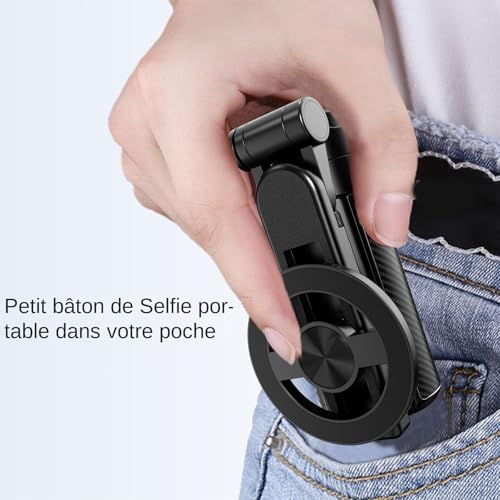 Perche à selfie téléphone magnétique rétractable avec télécommande sans fil intégrée - 4