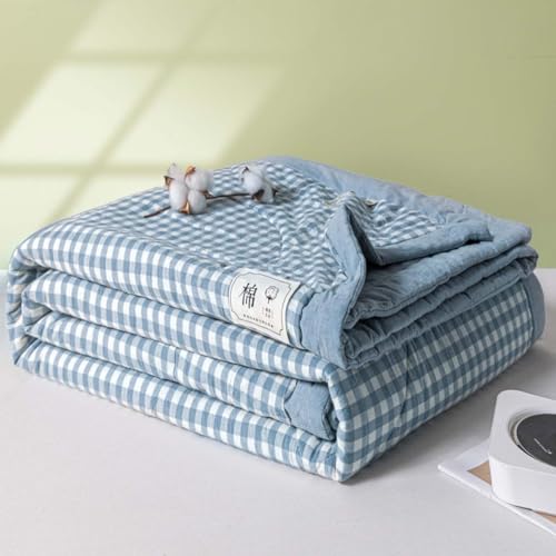 Dessus De Lit Coton Édredon Été/Printemps 2/1 Personne Boutis Couvre-lit Matelassé 200*230/180*200cm Couverture De Lit Jeté De Lit Bleue Patchwork Florale Super Doux Et Confortable Jeté De Lit ( Color