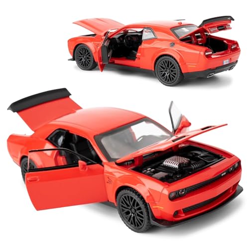 Image of FEXXA Hellcat 1:32 Scale Dodge Challenger Die-Cast Metal Toy Model Car for Kids - Pull Back Mechanism, Birthday Gift for 3+ Year Old Boys (RED)