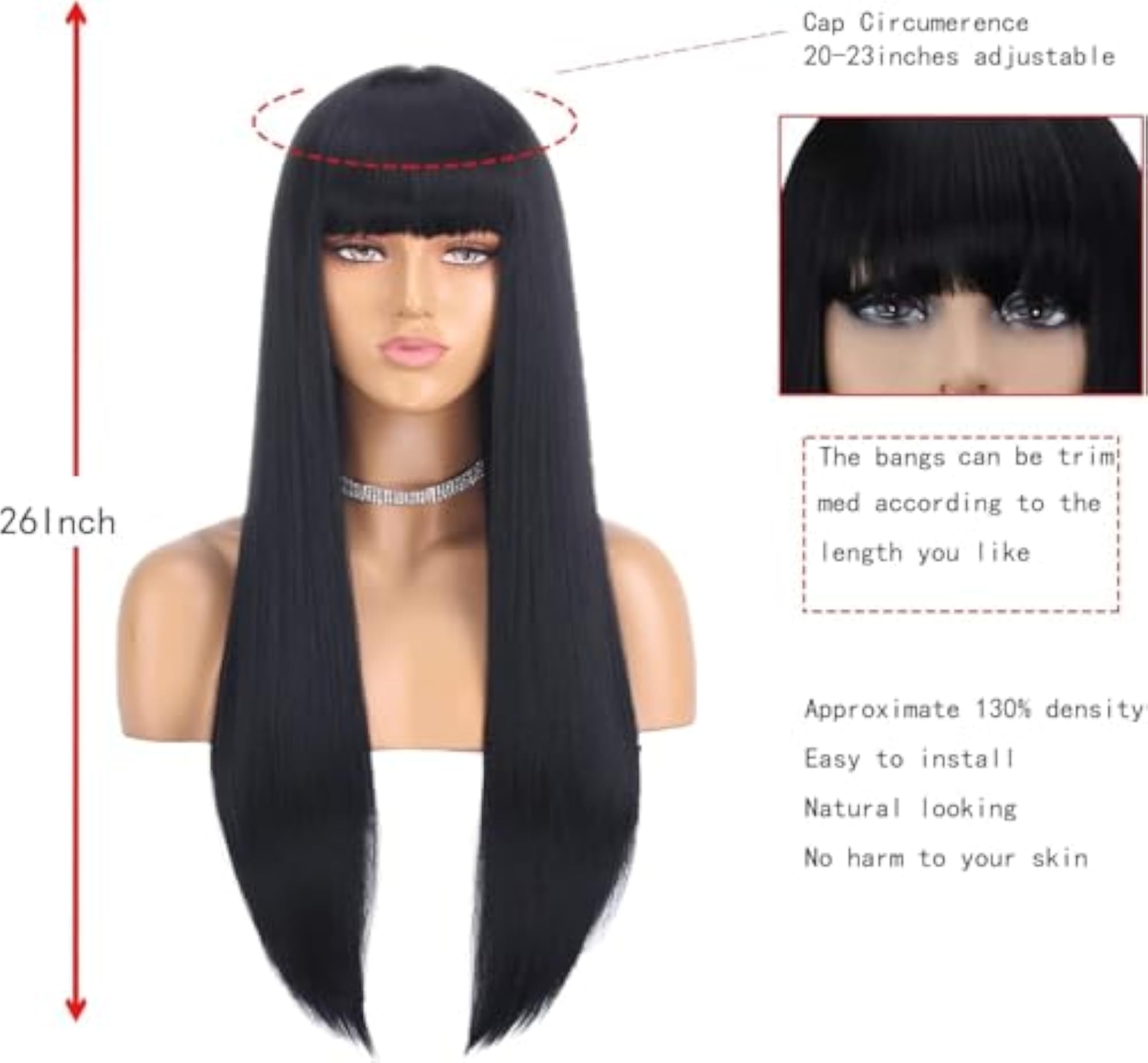 Dark Brown Lace Synthetic Wig with Middle Part