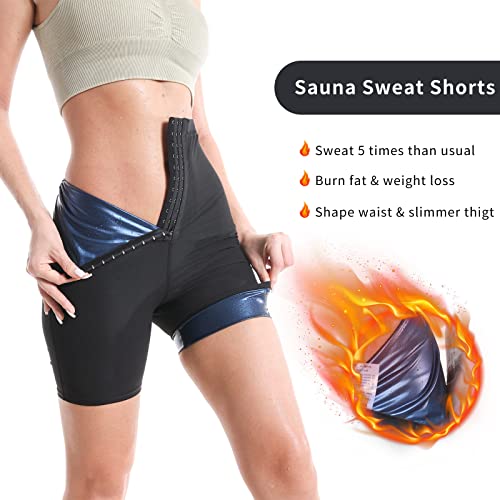 Egm High Waist Sauna Sweat Pants For Women - Slimming Shorts For Thighs - Compression Thermo Workout Body Shaper Thighs Black, L/Xl #TOP4
