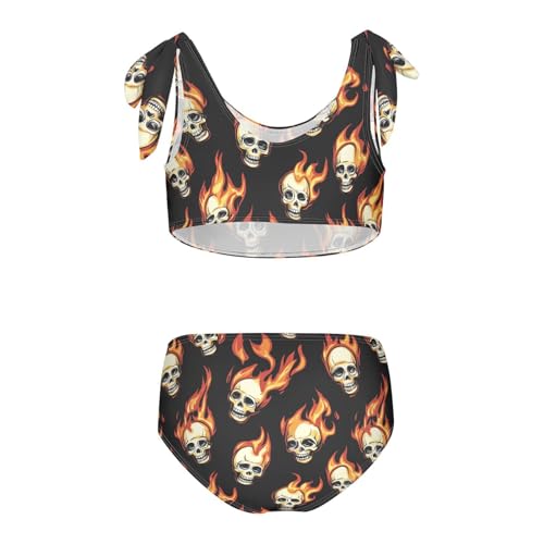 Wusikd Flaming Skulls Girls Swimsuits Two Piece Black Swimwear Bikini Set for for Girls Size 3T2