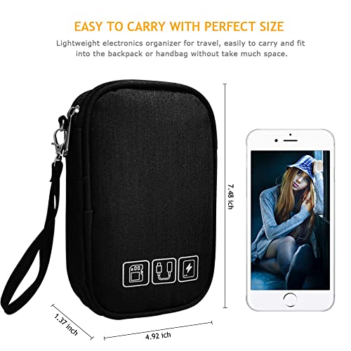 Electronic Organizer Bag Cable Organizer Travel Cord Organizer Case Pouch Portable Carrying Case For Charger Hard Drive Earphone Usb Sd Card (Black) #TOP3