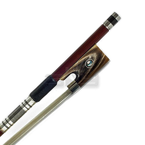 SKY 4/4 Full Size Violin Bow Brazil Wood Mongolian Horsehair Octagonal Stick Yak Bone Frog Fully-Line Abalone Inlay Silver Wrap