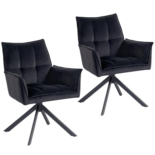 HOMCOM Juego de 2 Sillas de Comedor Giratorias