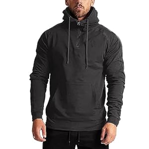 GYMELITE Men’s 1/4 Zip Fashion Pullover Hoodie Athletic Workout Fit Cotton Hooed Sweatshirts Casual Long Sleeve with Pocket