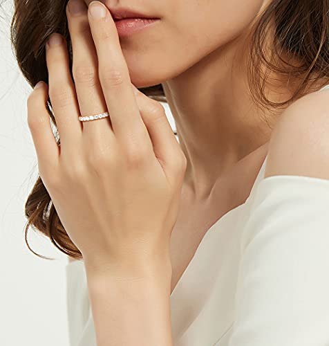 TIGRADE 3mm Women Titanium Engagement Ring Half Cubic Zirconia Eternity Wedding Band Size 3-13, Gold, Size 3.5 - Image 4