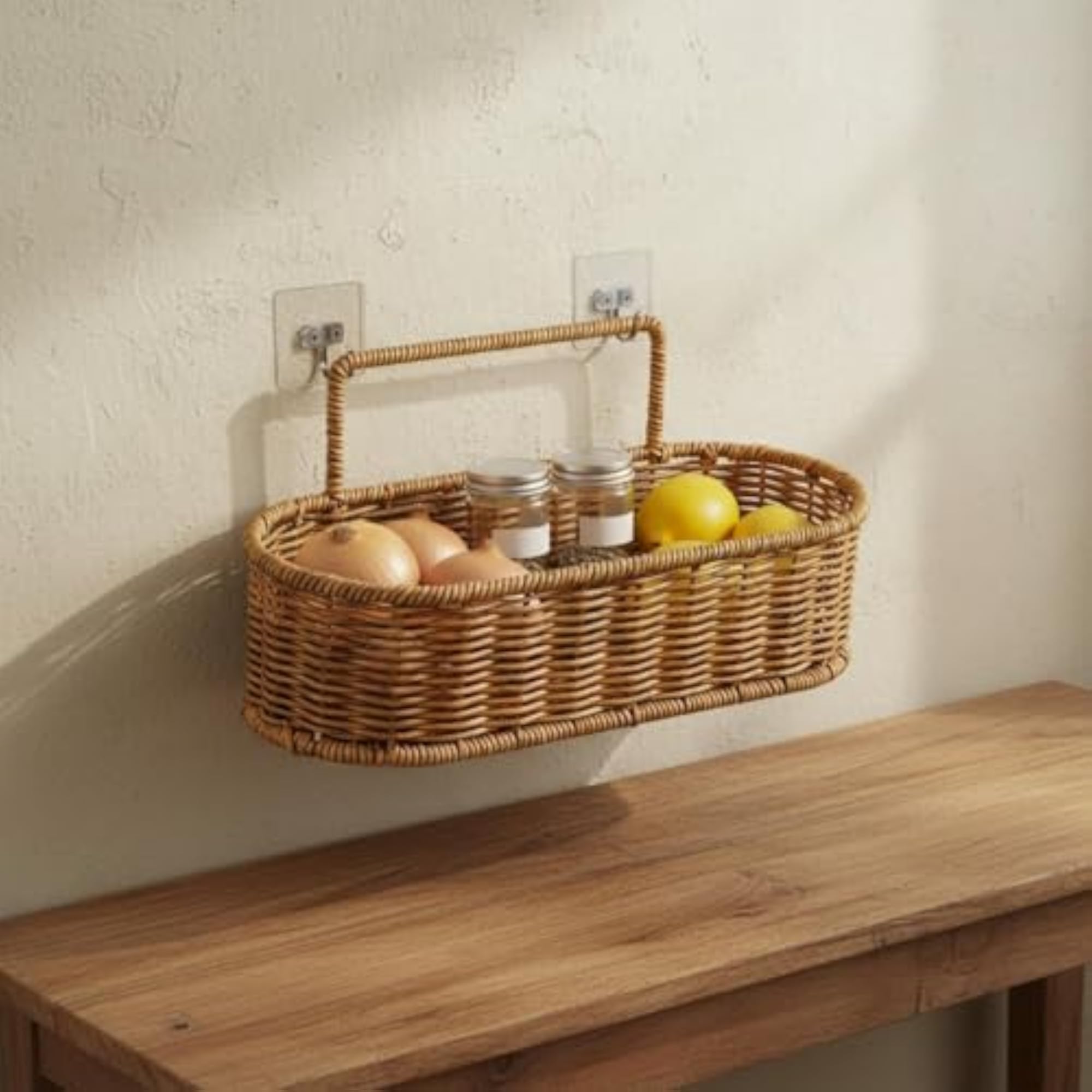 Drill-Adhesive Installation Storage Holder for Garlic & Ginger