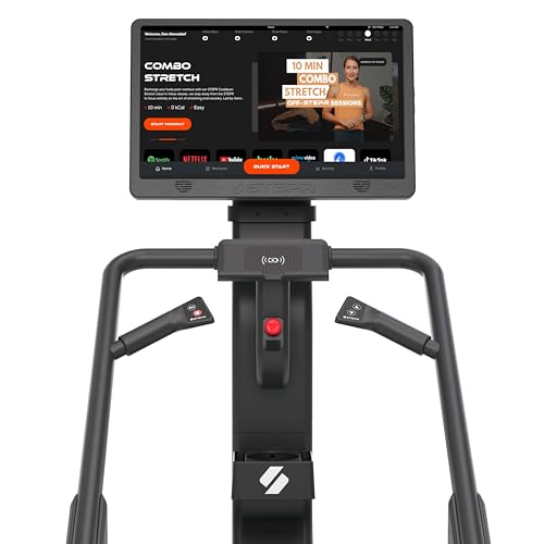 Image of STEPR XL+ Stair Master with 27 inch Touchscreen with Streaming Platforms | Commercial Use, 190 SPM, 9 inch Step Height, 450 lb Capacity Stair Stepper Machine