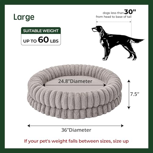 Image of BALANCE Luxury Donut Dog Bed, 36 Inches Round Dog Beds Large Sized Dogs Washable, Orthopedic Calming Dogs Bed for Pets with Anti-Slip Bottom, Oatmeal