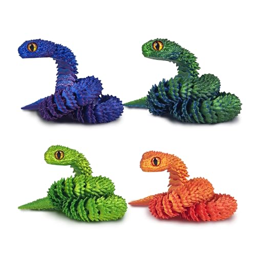 LifeBeWise 4PCS 3D Printed Snake Fidget Toy, 3D Printed Animals, 12 Inch Articulated 3D Printed Crystal Anaconda for Relaxing and Anxiety Relief，Halloween Decor, Christmas Toy 2025