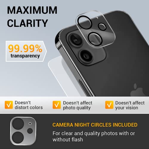 3-Pack Iphone 12 Screen Protector + 2-Pack Camera Lens Protector - 9H Hardness Tempered Glass Cover, Shockproof & Scratch Resistant - Ultra Hd Clarity - Easy To Install & Case Friendly #TOP7