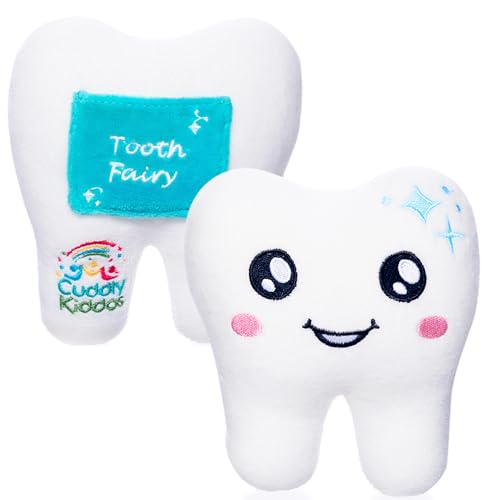 Cuddly Kiddos Soft Plush Tooth Fairy Pillow with Pocket Keepsake Kids Tooth Holder Cute Tooth Pillow for Girls for Kids Tooth Loss Joy