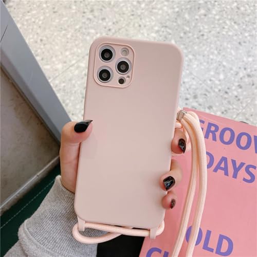 Coque en silicone liquide premium iPhone 11 Pro X collier rose