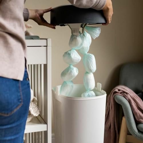 Tommee Tippee Twist & Click Sangenic XL, mieści do 60 pieluch, 76 cm wysokości, z 1 wkładem wymiennym z folią antybakteryjną GREENFILM pozyskiwaną w sposób zrównoważony, biały