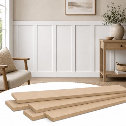 TONGMO 10 Pcs Board and Batten Wall Panel Kit, 95 x 53.1 in MDF Wainscoting Panels, Pre-Cut Paintable Wainscoting Kit for DIY Accent Wall and Interior Wall Decor