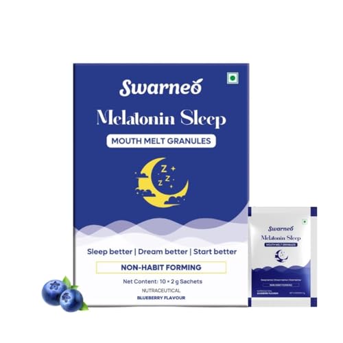 Image of Melatonin Sleep Granules 10mg, Non-Habit Forming Dietary Supplement, Mouth-Melt Granules for Nighttime Relaxation & Rest, Blueberry Flavor, for Men & Women