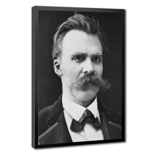 Impression sur toile Friedrich Nietzsche avec cadre à suspendre en bois premium