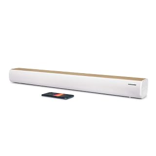 THOMSON Barre de Son Bluetooth 5.0 200W – Design Blanc & Bois – USB, Optique, AUX, Fixation Murale – 86 cm- télécommande- SB401BT - Les Beatles, Paul McCartney, John Lennon, RIngo Starr, George Harrison
