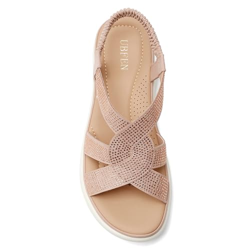 Image of UBFEN Womens Platform Sandals Comfortable Lightweight Walking Ankle Strap Casual Low Wedge Sandals