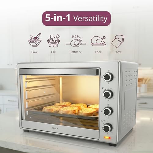 Image of iBELL 100L Electric Oven IBLEOSS100LG | 2800W High Power | Rotisserie, Convection & Inner Lamp | Stainless Steel Body | Multi-Function Baking, Grilling & Toasting Oven