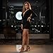 JOTWIS Women's Sexy Long Sleeve Dress Short V Neck Bodycon Dress Casual Party Club Black