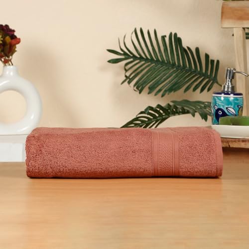 Image of Arvind 100% Cotton Towels for Bath | Towels for Bath Large Size | 500 GSM Bath Towel - Soft & Absorbent | 1 Piece Bath Towel for Men /Women | Urban Comfort | 70 cm x 140 cm - Rust