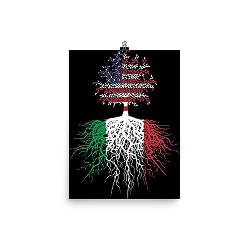 American Grown with Italian Roots Italy Italian Flag American Flag Tree Poster