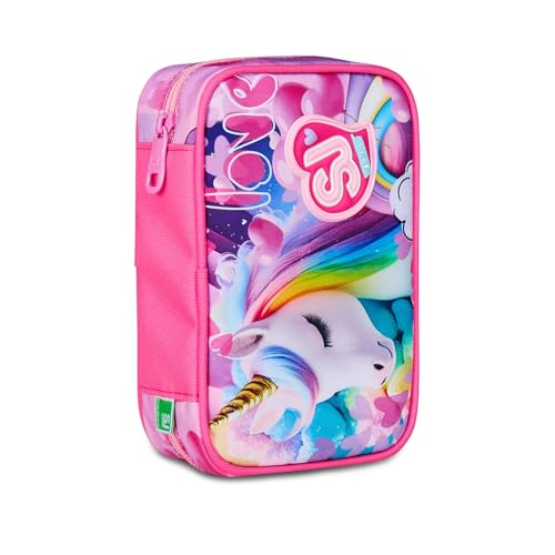 SJ GANG STYLE JAM GANG Astuccio Scuola Speed Case, Fucsia, Portapenne Mono Scomparto con Plance Amovibili, Completo Di Penne, Matite, Colori, Accessori Zaino, Scuola Elementare, Bambina