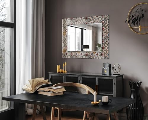 Déco murale chic et moderne : miroir avec cadre design imprimé