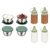 Photo Gallery sourcing map 1 set di contenitori per condimenti da 79,4 g in acciaio inox con coperchi in silicone, riutilizzabili, contenitori per condimenti a prova di perdite, per picnic, viaggi, cucina, verde Photo Gallery sourcing map 1 set di contenitori per condimenti da 79,4 g in acciaio inox con coperchi in silicone, riutilizzabili, contenitori per condimenti a prova di perdite, per picnic, viaggi, cucina, verde