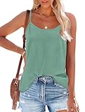 OFEEFAN Tank Tops for Women Chiffon Adjustable Spaghetti Strap Cami Tops Green M