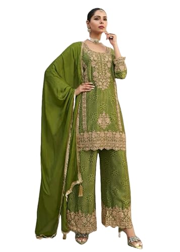 Costume indien Chinon en soie pour femme avec impression numérique élégante