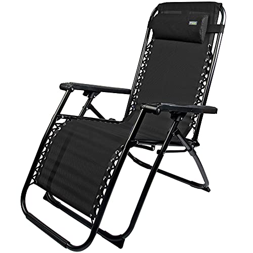 Aktive 62189 - Tumbona Gravedad Cero negra reclinable y plegable Beach