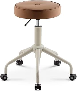 Stool on Wheels Round Rolling Hydraulic Gas Lift Stool 360° Swivel Salon Stool with Wheels (Color : A) Marriage