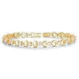 Goxygen Gold Heart Tennis Bracelet for Women - 14K Gold Plated 3mm Cubic Zirconia Heart Link Bracelet, Elegant CZ Tennis Bracelet, Dainty Trendy Anniversary Birthday Christmas Jewelry Gift for Her