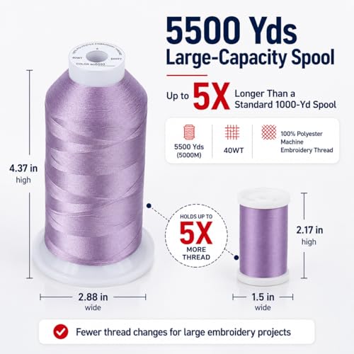 Image of Simthread Embroidery Machine Thread 5000M 40WT Polyester, Dusty Lilac S093 | 5000M 40WT polyester thread feeds smoothly for home or commercial embroidery projects.
