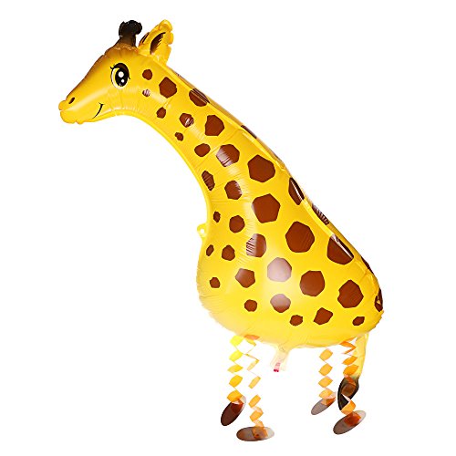 Kopper-24 Balão de girafa Airwalker, 1 peça, grande, alumínio, reutilizável, decoração de casamento, festa de aniversário infantil, cor girafa, departamento masculino, válvula auto-vedante