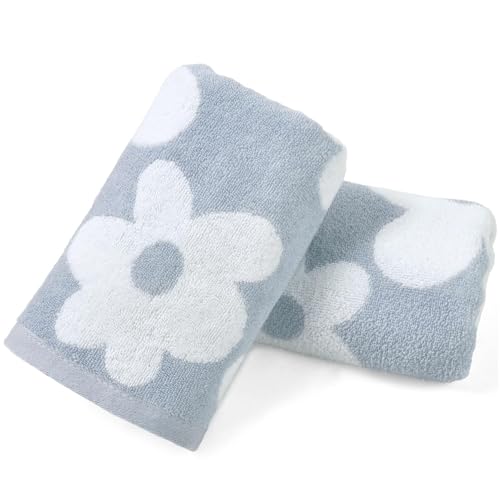 Floral Hand Towels for Bathroom - 2 Pack Cotton Face Towels 13