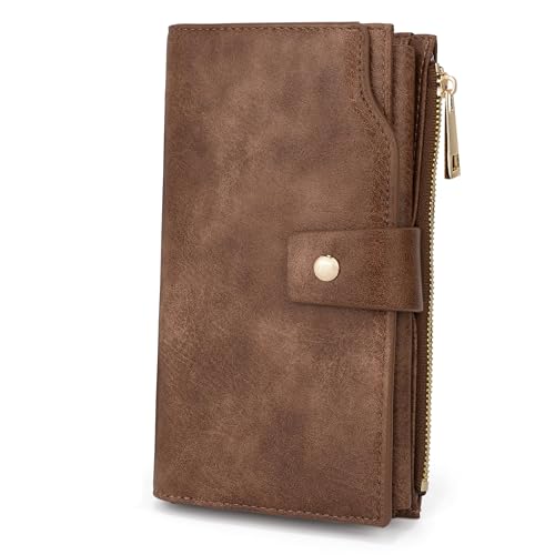 Image of YALUXE Women's Real Leather Wallet RFID Protect 21 Card Slots Phone Pocket