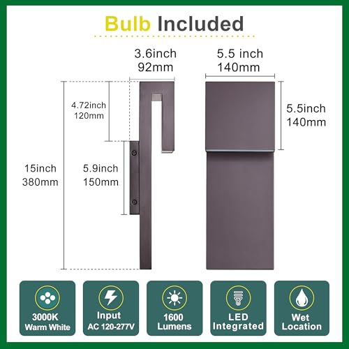 Image of Tarentlight Outdoor Wall Lights Modern Exterior Lighting Fixtures, 3000K Integrated LED, Wall Sconce Lighting 2 Packs, Bronze Outside Wall Mount Lights for House Front Door Porch Garage Patio