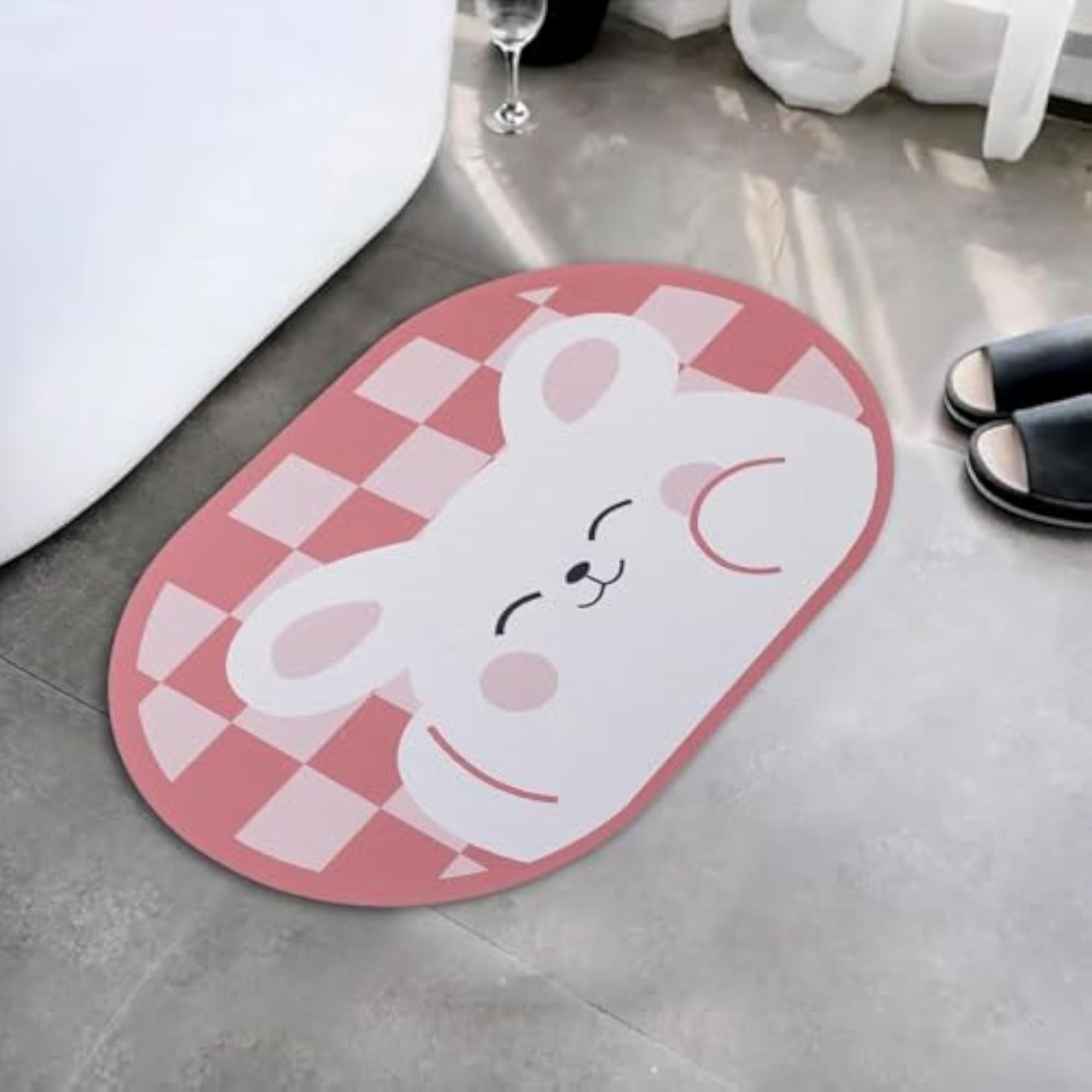 Diatom Mud Oval Bath Mat, Anti-Skid Shower Mat
