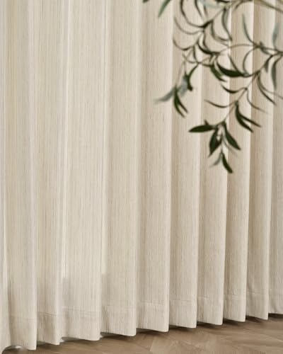 Image of Graywind Motorized Curtains with Track, Light Filtering Smart Curtains, Rechargeable Curtains Compatible with Alexa & Remote Control for Large Windows, Custom Drapes Up to 220 inch, Gilded (Cream)