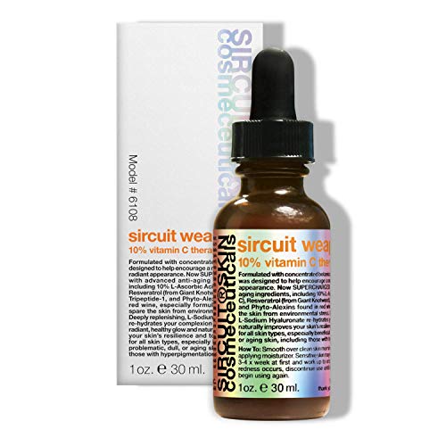 Sircuit Skin SIRCUIT WEAPON+ 10% Vitamin C Therapy Serum - Hydrating Facial Serum with Witch Hazel, Wine Extract, and Resveratrol - Daily Face Serum Supports Hydration (1 oz)